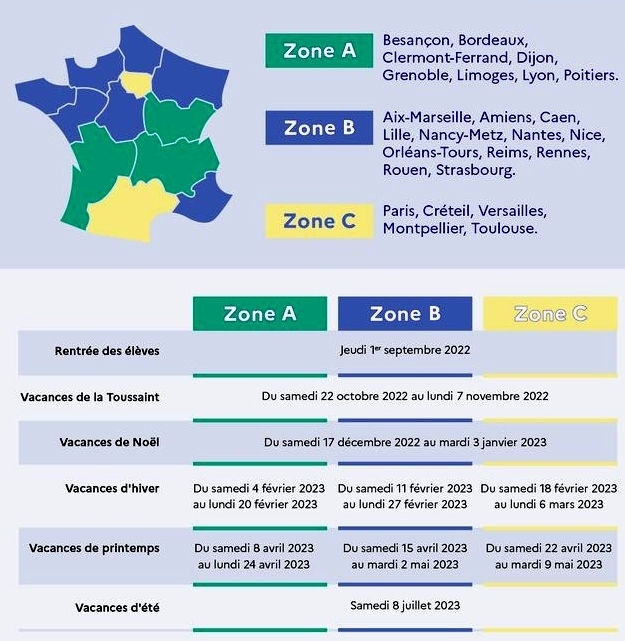 vacances scolaires 2022 2023