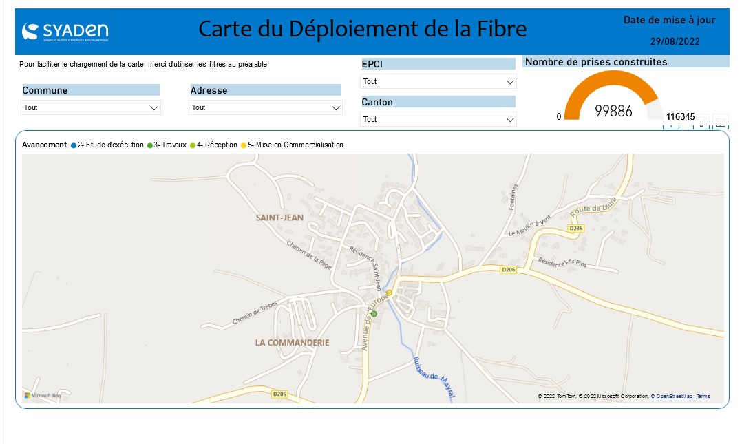 carte déploiement fibre 082022
