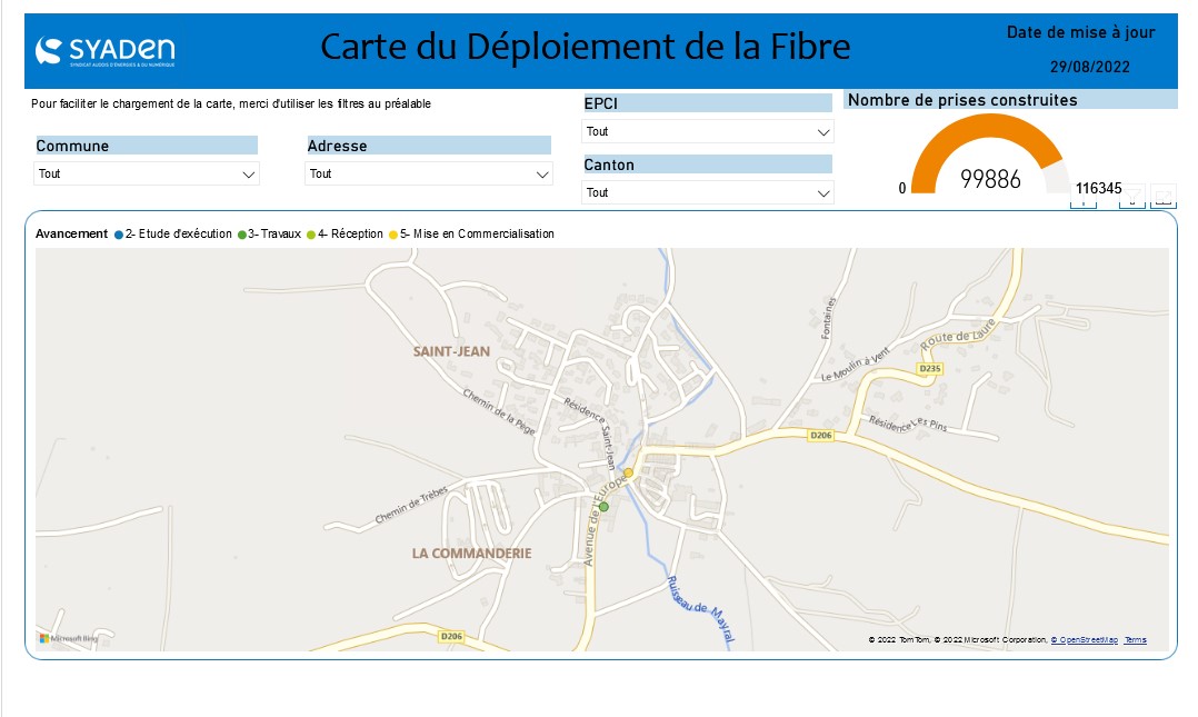 carte déploiement fibre 082022